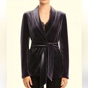 Amaryllis Anthropologie Spencer Velvet Smoking Jacket Blazer Dark Purple Small